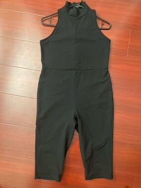 wild fable Black Sleeveless High-Neck Cropped Jumpsuit